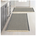 MIULEE Set of 2 Waffle Bathroom Rugs, Boho Bath Rugs Non Slip Washable, Super Absorbent Bath Mats, Ultra Soft Rubber Backed Shower Mats for Bathroom Floor, Tub, Dark Grey & Yellow,