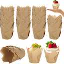 400 PCS Tulip Cupcake Liners Muffin Paper Baking Cups Parchment Paper Muffin Liners Holders Greaseproof Cupcake Wrapper for Party Wedding Birthday Parties Banquets, Natural