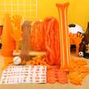 Soulchen 360 Pcs Orange Team Spirit Accessories Bulk Field Day Accessories Pep Rally Color War Camp Spirit Events Party Items Cheerleading Pom Poms Clappers Thunder Stick Whistle Megaphone