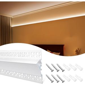 Muzata 5Pack 3.3FT/1M Plaster-in LED Channel Wall Light Decoration Aluminum LED Diffuser Channel with Spotless Milky White Cover Drywall Ceiling U130 HW 1M