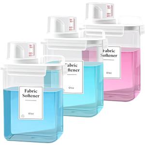 3 Pack Laundry Detergent Dispenser, 61oz Laundry Soap Dispenser, Refluxable Laundry Detergent Container, Plastic Liquid Laundry Detergent Dispenser for Laundry Room Organization with 6 Labels
