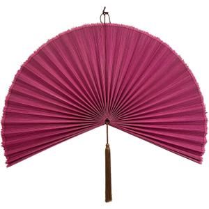 ChumDecor Fan Wall Decor,Large Bamboo Fan Wall Art for Boho Hanging Headboard,Decorative Folding Fan for Over Bed Decorations, (Pink, 31inch)