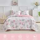 Floral Quilt Set Twin Size 68x86 with Pink Yellow Flower Soft Microfiber Lightweight Coverlet Bedspread Reversible Summer 2pc Quilted Bedding Set Bed Cover for All Season (1 Quilt+ 1 Shams)