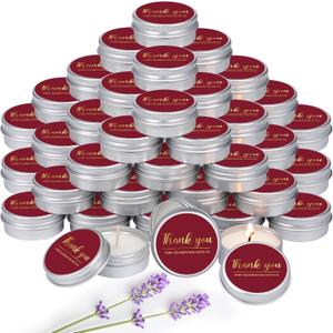 MTLEE 50 Pcs Burgundy Wedding Candles Gifts for Guests, Bridal Shower Baby Shower Thank You Candle Favors Red, Mini 1 oz Lavender Scented Soy Wax Candles Bulk for Birthday Aromatherapy Party Favors