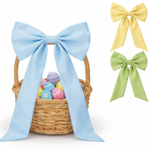 Suclain 3 Pcs Easter Basket Bows Spring Wreath Bow 11.8 x 19.7 Inch Colorful Gift Bows for Easter Wreath Tree Decorations Spring Home Front Door Decor DIY Craft Indoor and Outdoor(Simple)