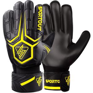 Sportout Goalie Gloves, Goalkeeper Gloves with Finger Protection, Breathable Soccer Goalie Gloves, 4mm Latex, for Kids Youth and Adult, Size: 7
