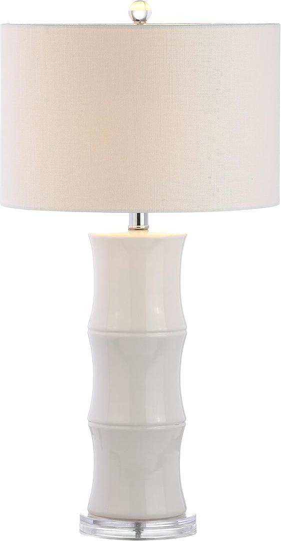 JONATHAN Y JYL3015C Tiki 26.5" Ceramic LED Table Lamp Contemporary Traditional Bedside Desk Nightstand Lamp for Bedroom Living Room Office College Bookcase LED Bulb Included, White