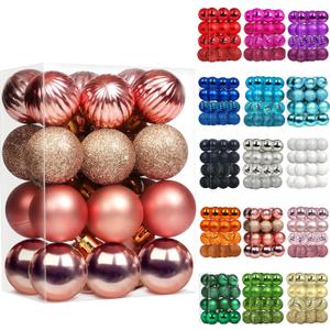 2 x Emopeak 24Pcs Christmas Balls Ornaments for Xmas Christmas Tree - 4 Style Shatterproof Christmas Tree Decorations Hanging Ball for Holiday Wedding Party Decoration (Rose Gold, 1.3"/3.2CM)