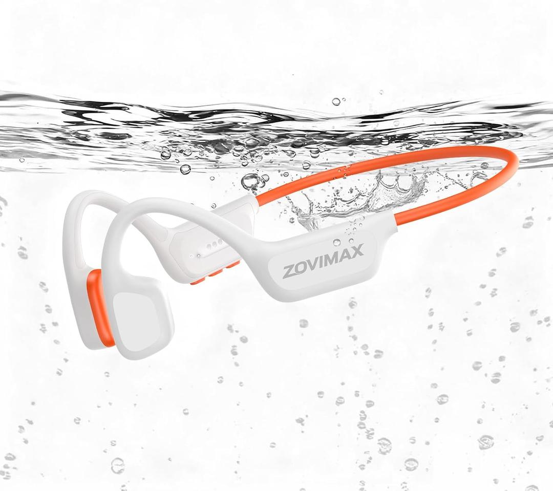 Bone Conduction Headphones, IPX8 Waterproof Swimming Headphones, Open Ear Headphones with MP3 Mode 32GB Memory Up to 12 Hours Playtime, Bluetooth 6.0 Earbuds Secure Fit for Running (Orange)