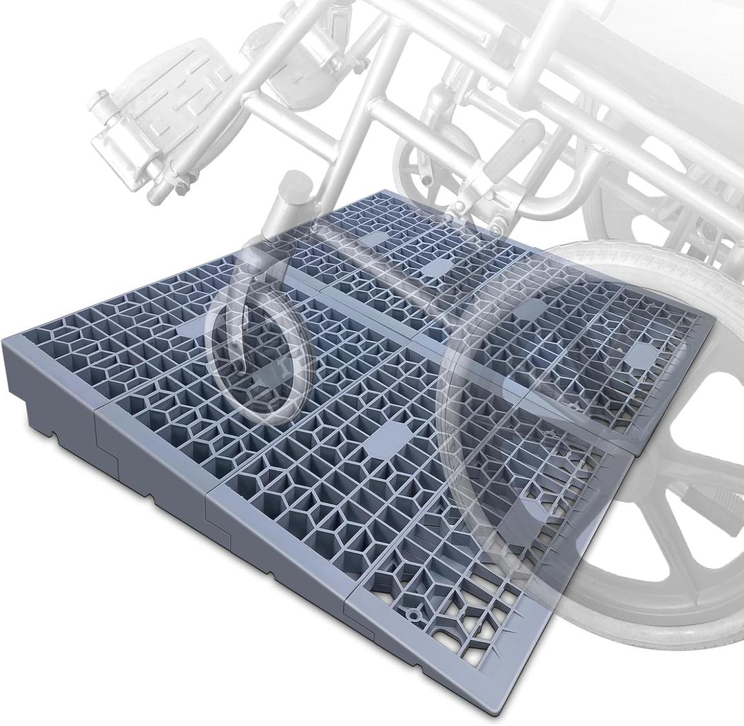Modular Threshold Ramps for Doorways, 4" Rise Wheelchairs Ramps for Home, Solid Upgrade Material 3000 Lbs Load Capacity Door Ramps for Wheelchairs and Cars, 2 PCS 