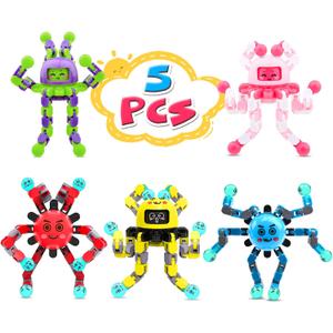 Transformable Fidget Spinner Toys for Kids and Adults,5 Pcs Sensory Toy for Boys Girl ADHD Stress Relief Toys,Fingertip Gyros Travel Toy Party Favors for Teens Birthdays Gifts Easter Present (5 Pcs (Blue+Red+Yellow+Pink+Purple))