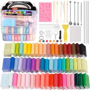 CiaraQ Polymer Clay Starter kit, Oven Baked Modeling Clay with Sculpting Tools, 60 Colors, 4.7 lbs