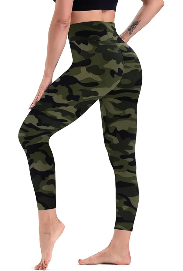 High Waisted Leggings for Women - No See Through Tummy Control Cycling Workout Yoga Pants with Pockets Reg & Plus L/XL