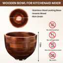 Wood Mixing Bowl for KitchenAid, 5QT Natural Acacia Wooden Bowl Compatible with KitchenAid 4.5&5 QT Tilt-Head Stand Mixer, with Stainless Steel Locking Base, for Baking & Mixing