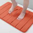 Buganda Memory Foam Bath Mat, 24" x 16", Ultra Soft and Non-Slip Bathroom Rugs, Water Absorbent and Machine Washable Bath Rug for Bathroom, Shower, and Tub, Coral