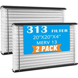 2-Pack 313 Replacement Filter Compatible with AprilAire 1310, 2310, 3310, 4300 Whole House Air Purifier, 20x20x4 Inches MERV 13 Furnace Air Filter