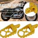 VIKKSAER 2Pcs Foot Pegs Motorcycle Universal CNC Footpeg Gold, CNC Wide Fat Foot Rest, 360Roating Chopper Bobber Style, Replacement for Harley Dyna Fatboy Sportster Iron 883