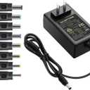 Kado AC/DC Power Adapter 12V-3A 2.5A 2A 1.25A 1A Power Cord 5.5x2.1mm with 8 Tips Made for Sceptre Monitor, Echo Smart Speaker & Display, Webcam, Router, Mini PC, Projector, CCTV, Bluetooth Speaker