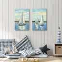 ArtSquare Bedroom Sailboat Canvas Wall Art: 2 Piece Ocean Nautical Painting Coastal landscape Textured Picture Seascape Artwork for living room Bathroom, 16''x24''x2