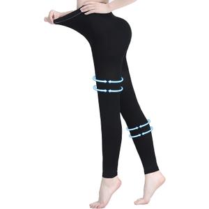 Plus Size 3XL Medical Compression Pantyhose for Women & Men, 20-30 mmHg Graduated Compression Leggings, Opaque Footless Waist High Compression Stockings for Edema, Varicose Veins, Flight, DVT, Black