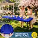 Fitted Tablecloth for 8 Foot Rectangle-6 Pack Royal Blue Elastic Outdoor Picnic Table Cover-Spandex Stretch Folding Table Cloths 8ft for Camping Dining Room Patio Kitchen Banquet Party