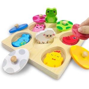 Easter Wooden Pegged Puzzles Montessori Toys for Toddlers Kids Boys Girls Easter Basket Stuffers Toys Gifts