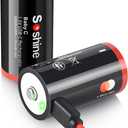 Soshine Rechargeable C Batteries with USB-C Charging Cable, 1.5v Lithium LR14 C Size Battery 5000mWh for Flashlight 2 Pack