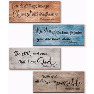 ZONWUTHY 4 Pieces Bible Verses Wall Decor Rustic Wooden Christian Signs Farmhouse Religious Decor for Home Motivational Prayer Wall Art for Living Room Office Bedroom Bathroom(Farmhouse,10x4)