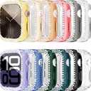 [12Pack] RICHONE Bling Case for Apple Watch Series 10 42mm 46mm Rhinestone Screen Protector, Soft TPU Protective Face Covers for iWatch 10 Bumper Sparkly Accessories for Women(42MM,12 Vibrant Colors)