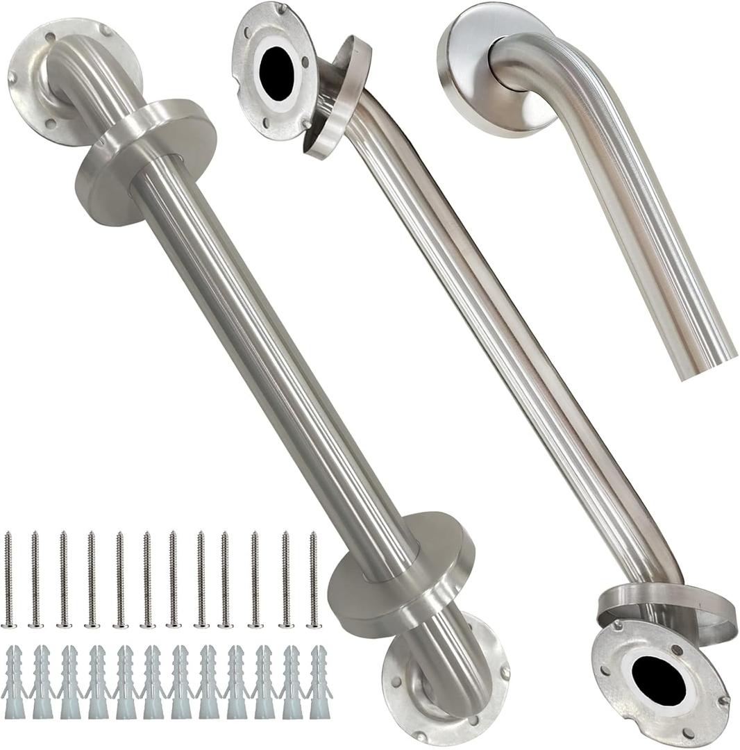 2 Pack Grab Bars for Bathroom, 24 Inch Chrome Stainless Steel Shower Grab Bar, 304 Stainless Steel Safety Grab Bar for Bathtubs and Showers, 500lbs Support Shower Bar for Seniors for Gifts