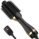 Hair Dryer Brush, 4 in 1 One Step Hair Dryer and Styler Volumizer Professional Hot Air Brush with Negative Ion Anti-frizz Blowout for Drying, Straightening Curling - Black Gold