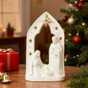 DN DECONATION White Porcelain Nativity Set for Christmas Indoor, Ceramic Nativity Figurines Holy Family Nativity Scenes Scene with Manger for Xmas Tabletop Fireplace Shelf Home Holiday Decoration (Set of 1)