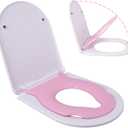 Toddler Toilet Seat with Built-In Child Seat, Soft Close, Pink