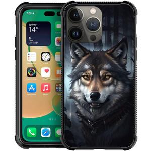 DAIZAG Compatible with iPhone 14 Pro Max Case,Wolves in The Forest with Bumper Anti-Slip Shock Absorbing Soft TPU Protective Cover