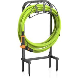 Garden Hose Holder, Freestanding Water Hose Holder with 4 Spikes, Heavy Duty Hose Reel Holds 150ft Hose, Hose Hanger, Hose Storage, Hose Organizer for Outside Lawn Yard