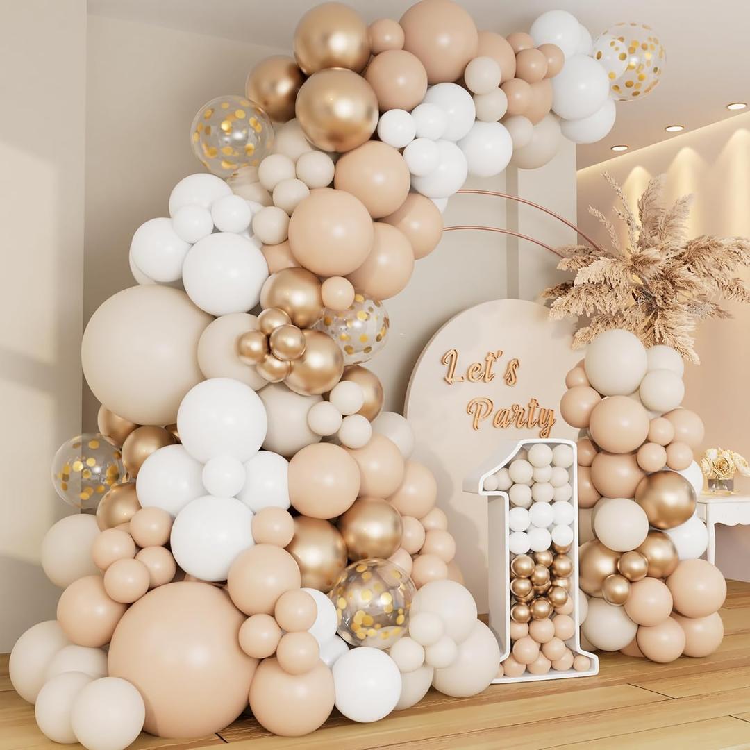 DBKL White Sand Gold Balloons Garland Arch Kit, Different Sizes 18 12 10 5 inch Neutral White Beige Chrome Gold Balloons for Boho Baby Shower Birthday Wedding Party Decorations DBKL White Sand Gold Balloons Garland Arch Kit, Different Sizes 18 12 10 5 inch Neutral White Beige Chrome Gold Balloons for Boho Baby Shower Birthday Wedding Party Decorations