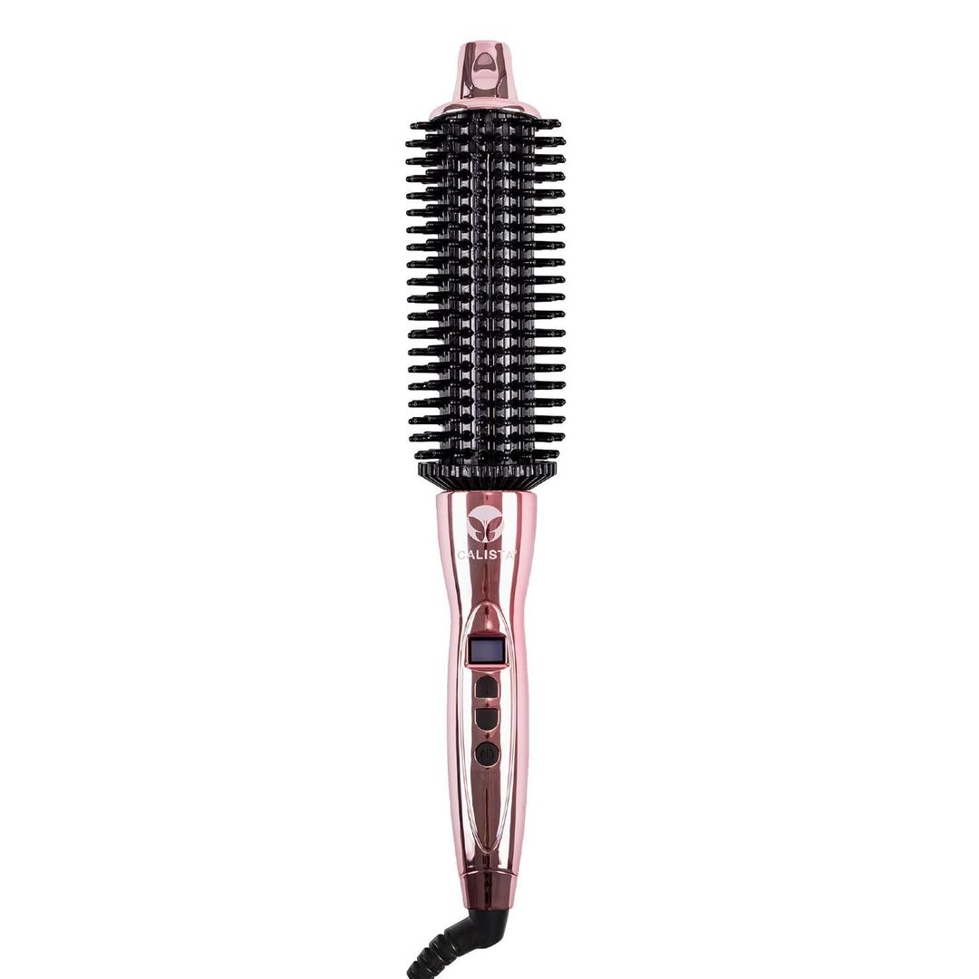 CALISTA Perfecter Pro Heated Round Brush | Lift, Volumize, and Style with No Heat Damage for Healthier-Looking Hair | 1.5" for Long Hair Styles | Dual Voltage & Adjustable Temp (1.5, Rose Gold)