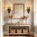 Vintage Flower Shape Plug-in Wall Sconce with Pink Glass Shade Elegant Wall Light, Floral Bedside Wall Lamp for Entrance, Bedroom, Hallway