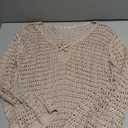 CUPSHE Women Crochet Swimsuit Cover Ups Long Sleeve Summer Beach Coverup Dress for Swimwear, L