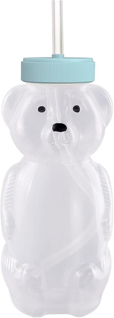 Honey Bear Straw Cups for Babies 1 pack, 8oz straw bear cup with improved safety lid design, honeybear baby cup straw, Leak-Proof & Food-Grade & BPA Free (AQUA)