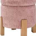 OSP Home Furnishings Annie Contemporary Storage Ottoman with Natural Finish Legs, Rose Fabric