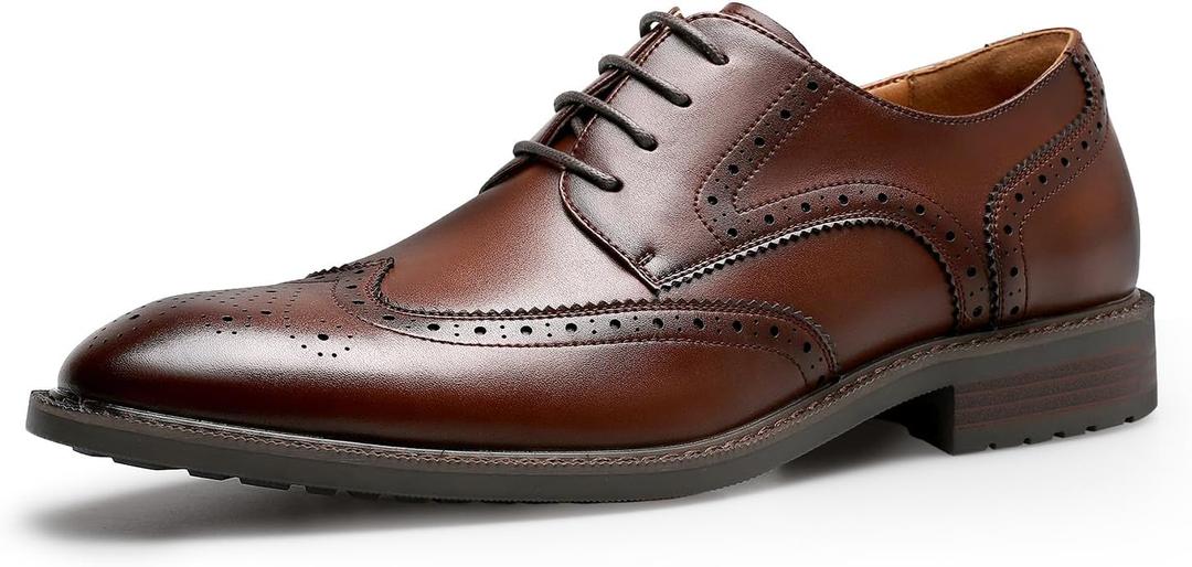 Men's Dress Shoes Casual Oxford Shoes Business Formal Shoes (8, Brown)
