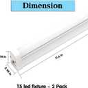 T5 LED Light Fixture 1ft 580lm 5W Frosted Cover, Under Cabinet Lighting, 6500k Cool White, Workbench and Utility Shop Lights, Corded Electric with Built-in ON/Off Switch (Pack of 2)