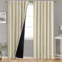 BGment Beige Full Blackout Curtains with Thermal Insulation Liner Curtains 84 Inches Long, Rod Pocket and Back Tab Double Layer Room Darkening Window Curtain for Bedroom (52 x 84 Inch, 2 Panels)