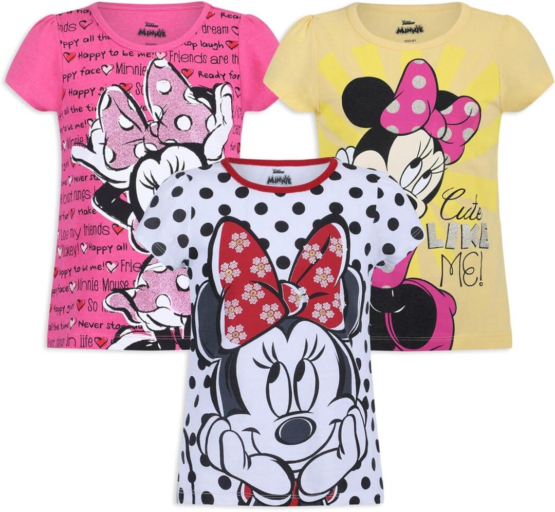 Disney Girls' 3 Pack Minnie Mouse T-Shirts (4)
