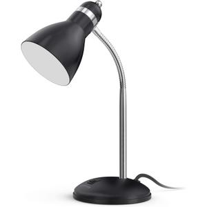LEPOWER Metal Desk Lamp, Adjustable Goose Neck Table Lamp, Eye-Caring Study Desk Lamps for Bedroom, Study Room and Office (Black)