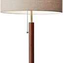 Adesso 3376-15 Hamilton Table Lamp, 26.25 in, 100W Incandescent/26W CFL, Walnut Eucalyptus Wood/Antique Brass, 1 Modern Lamp, Brown
