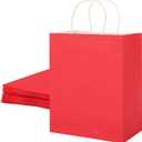 SUNCOLOR 25 Pack Red Gift Bags with Handles 8x4.5x10 Medium Bags for Shopping, Retail, DIY, Wedding, Party Favors & Valentine's Day