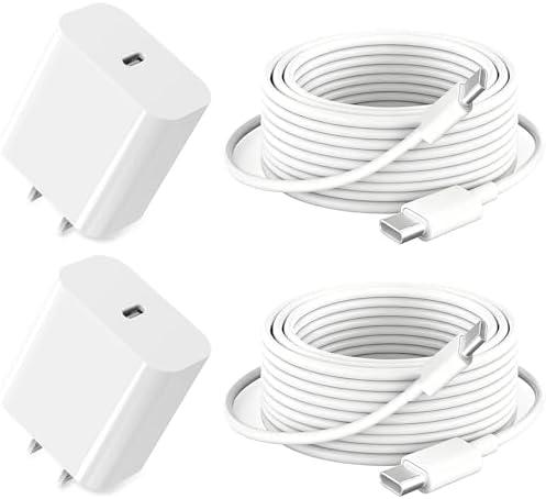 GKW iPad Charger Fast Charging 10ft USB-C Cable & 20W USB-C Charger Block 2-Pack for Apple iPad A16/11th/10th/Pro 13/12.9/11/Air/Mini A17 Pro, iPhone 17/16/15 Series, White