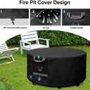 QH.HOME Fire Pit Cover Round Super Waterproof, 41"-44" D X 24" H Outdoor Round Firepit Cover 600D Strong Tear Resistant, UPF 50+ Fire Pit Covers Premium Fading Resistant for Outdoor Fire Pit - Black